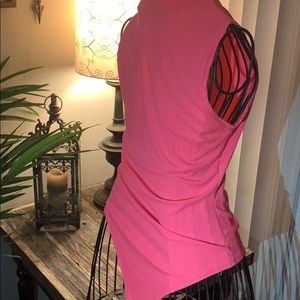 Bright Pink Mock Neck Bodysuit Snap Closure